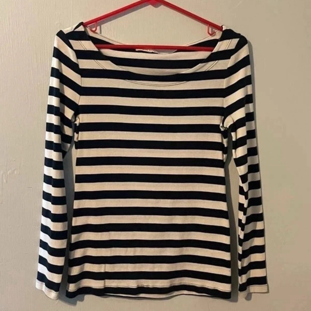 Banana Republic black & cream'ish striped long sleeve top in a Size S Women